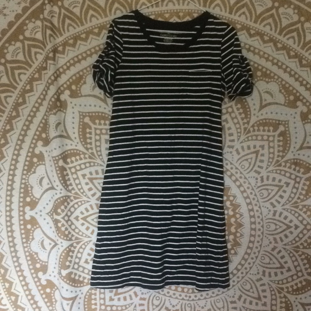 Black and white striped dress